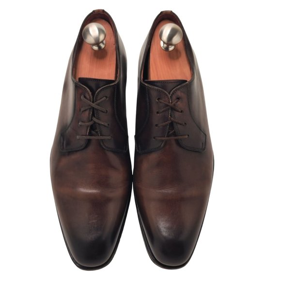 Magnanni Seleccion Patina Brown Leather Dress Shoes Men's size 8M Derby Oxfords - Picture 2 of 13